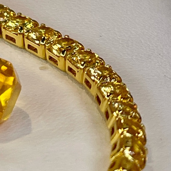 10.5ct Yellow Citrine tennis bracelet 14k Yellow Gold Electroplated on Silver. - Picture 7 of 12